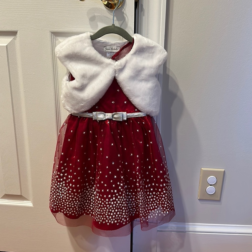 Festive dress with fur vest